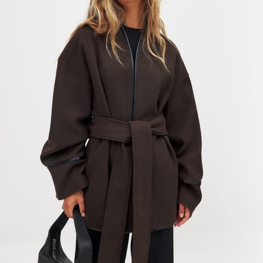 Elegant Brown Women's Belted Coat